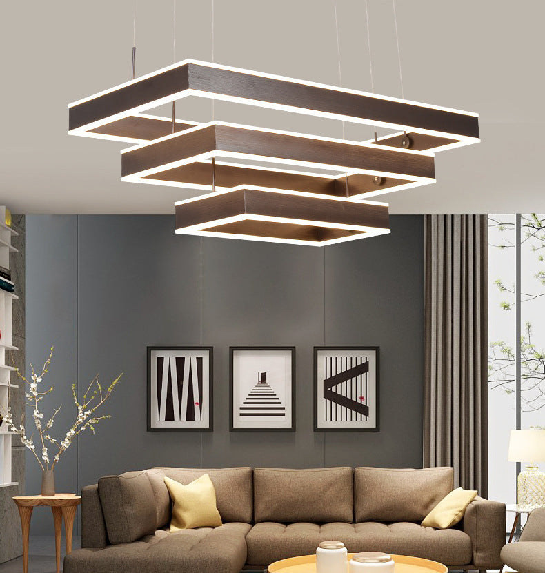 Minimalist Remote-Control LED Ring Chandelier – Single & Dual-Ring Pendant – Duvencioglu