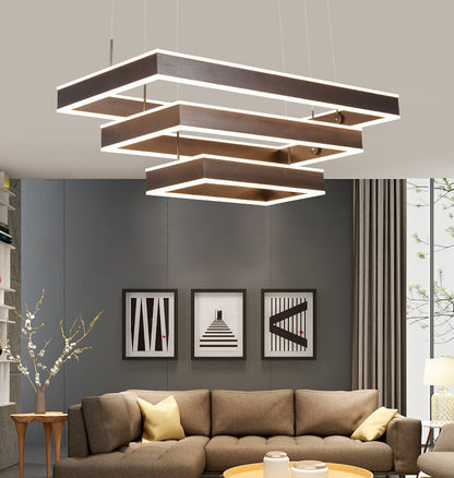 Minimalist Remote-Control LED Ring Chandelier – Single & Dual-Ring Pendant – Duvencioglu