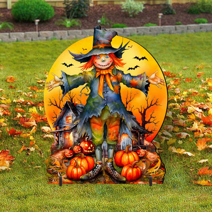Freestanding Halloween Scarecrow Decor - Handcrafted Wood Art by G. Debrekht (Made in USA) – Duvencioglu