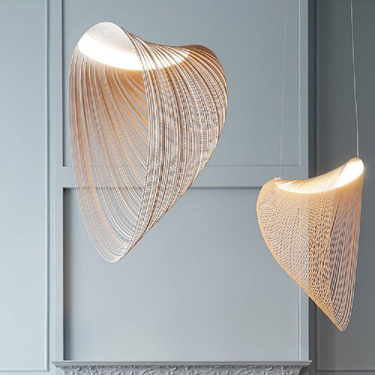 Nordic Wood-Log LED Chandelier – 40/60/80 cm Modern Pendant – Duvencioglu