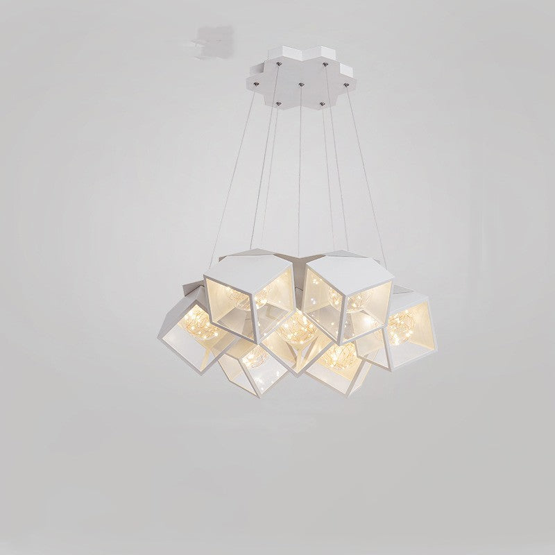Nordic Star LED Chandelier – 5/7-Arm Iron Pendant Light (Black & White) – Duvencioglu