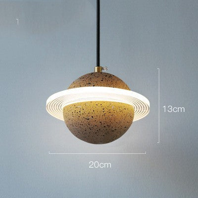 Modern Red Planet LED Chandelier – Single-Head Marble Pendant – Duvencioglu