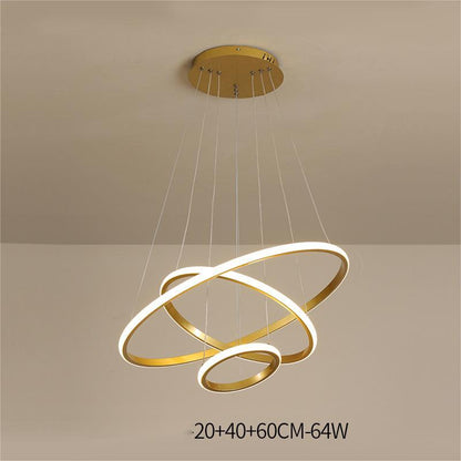 Smart Gold Multi-Ring LED Chandelier – Bluetooth, App & Voice Control – Duvencioglu