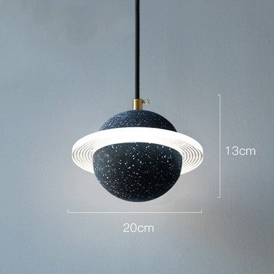 Modern Red Planet LED Chandelier – Single-Head Marble Pendant – Duvencioglu