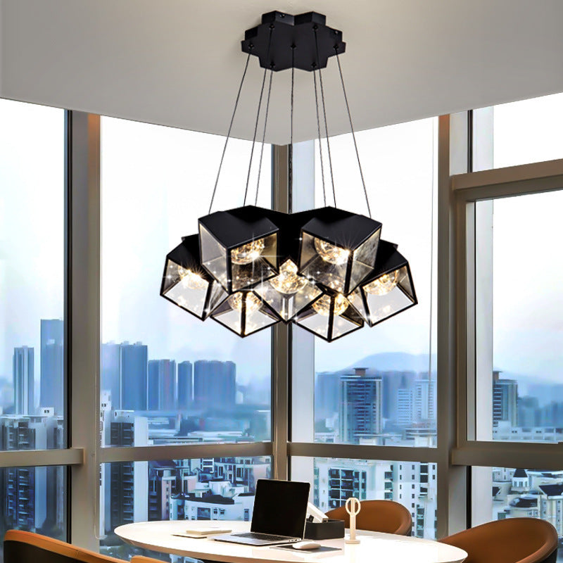 Nordic Star LED Chandelier – 5/7-Arm Iron Pendant Light (Black & White) – Duvencioglu