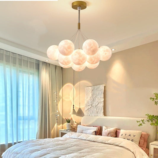 Nordic Moon Bubble LED Chandelier – 10–15 Lights, 41–50 W Neutral White Pendant – Duvencioglu