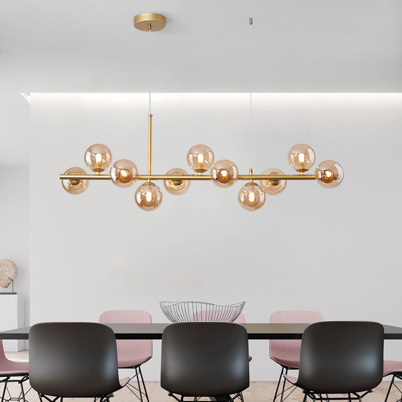 Minimalist Glass “Magic Bean” Chandelier – 120×24 cm Multi-Head Pendant – Duvencioglu