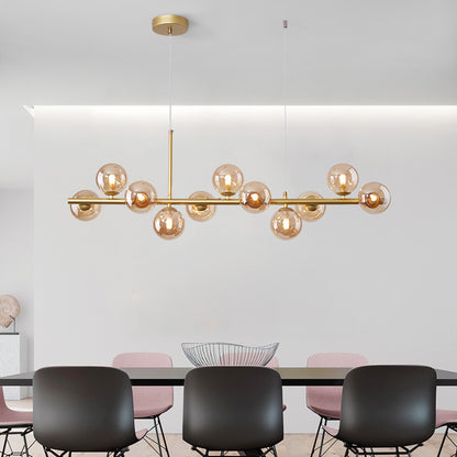 Minimalist Glass “Magic Bean” Chandelier – 120×24 cm Multi-Head Pendant – Duvencioglu
