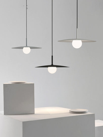 Minimalist Straw-Hat Dining Chandelier – Single-Head Iron Pendant – Duvencioglu