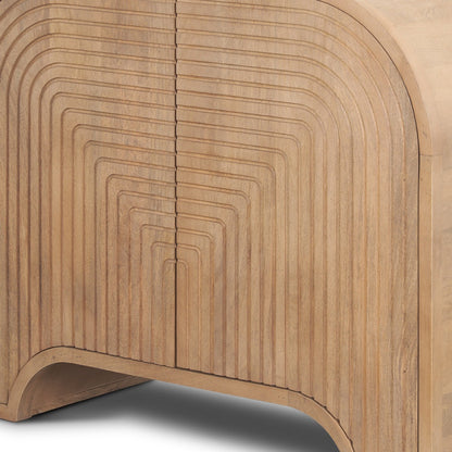 32" Natural Solid Wood Accent Cabinet - Textured 2-Door Storage – Duvencioglu