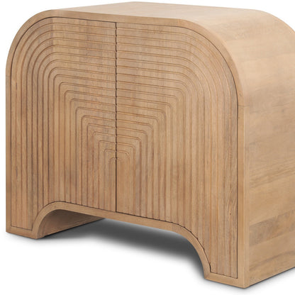 32" Natural Solid Wood Accent Cabinet - Textured 2-Door Storage – Duvencioglu