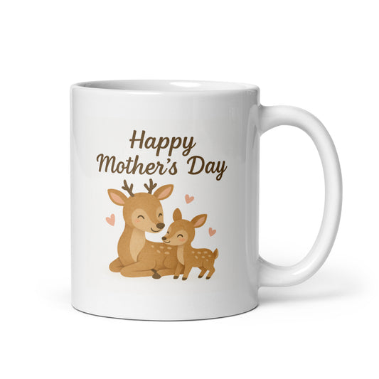 Happy Mother’s Day Mug – Cute Deer Mom and Fawn – Woodland Animal Mom Gift – New Mom Coffee Cup – Forest Mother’s Day Mug – Duvencioglu