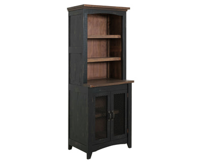 72" Distressed Wood Dining Hutch - Brown & Black, 2-Door Display Cabinet – Duvencioglu