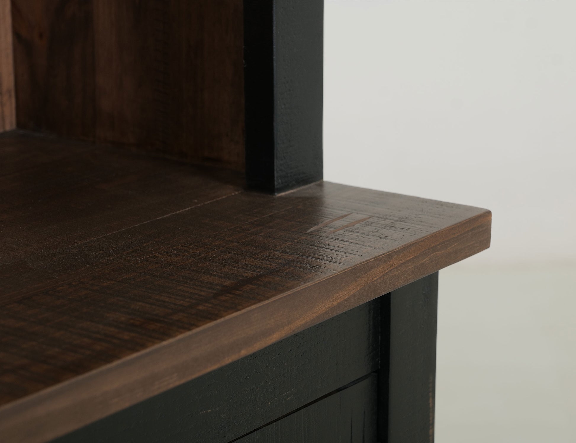 72" Distressed Wood Dining Hutch - Brown & Black, 2-Door Display Cabinet – Duvencioglu