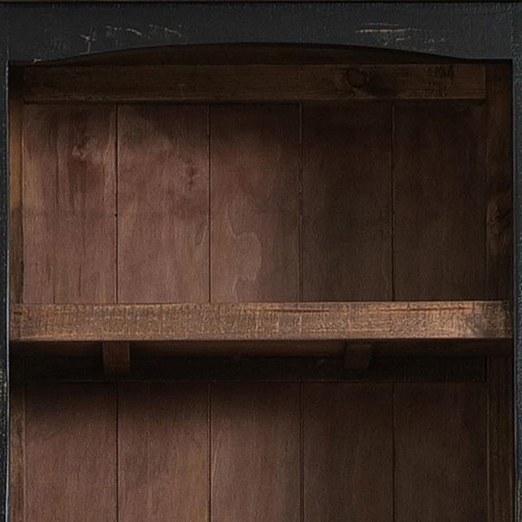 72" Distressed Wood Dining Hutch - Brown & Black, 2-Door Display Cabinet – Duvencioglu