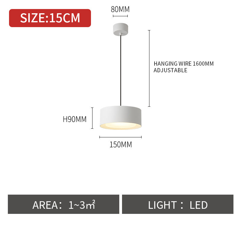 Scandinavian Single-Head LED Bedside Chandelier – Small Iron Pendant – Duvencioglu