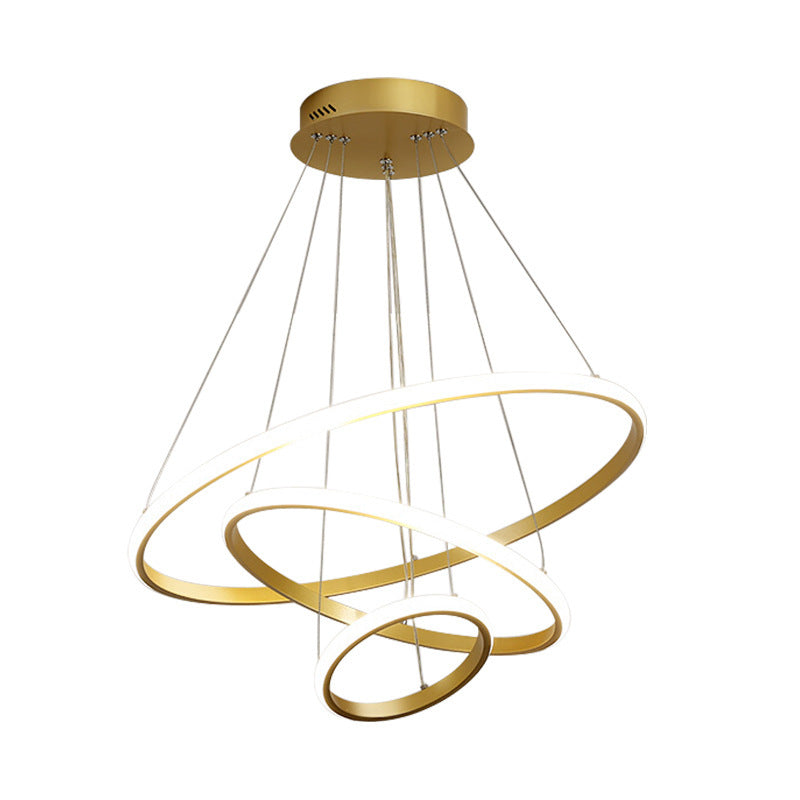 Smart Gold Multi-Ring LED Chandelier – Bluetooth, App & Voice Control – Duvencioglu