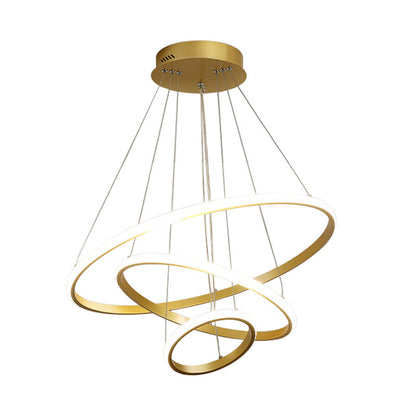 Smart Gold Multi-Ring LED Chandelier – Bluetooth, App & Voice Control – Duvencioglu