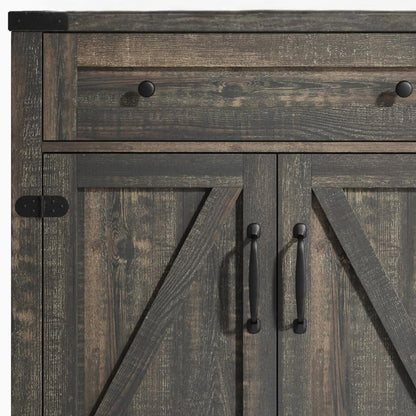 32" Light Brown Wood Accent Cabinet - 2 Doors, 1 Drawer Storage Chest – Duvencioglu