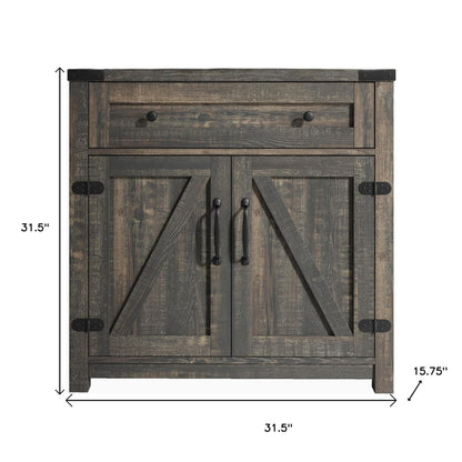 32" Light Brown Wood Accent Cabinet - 2 Doors, 1 Drawer Storage Chest – Duvencioglu