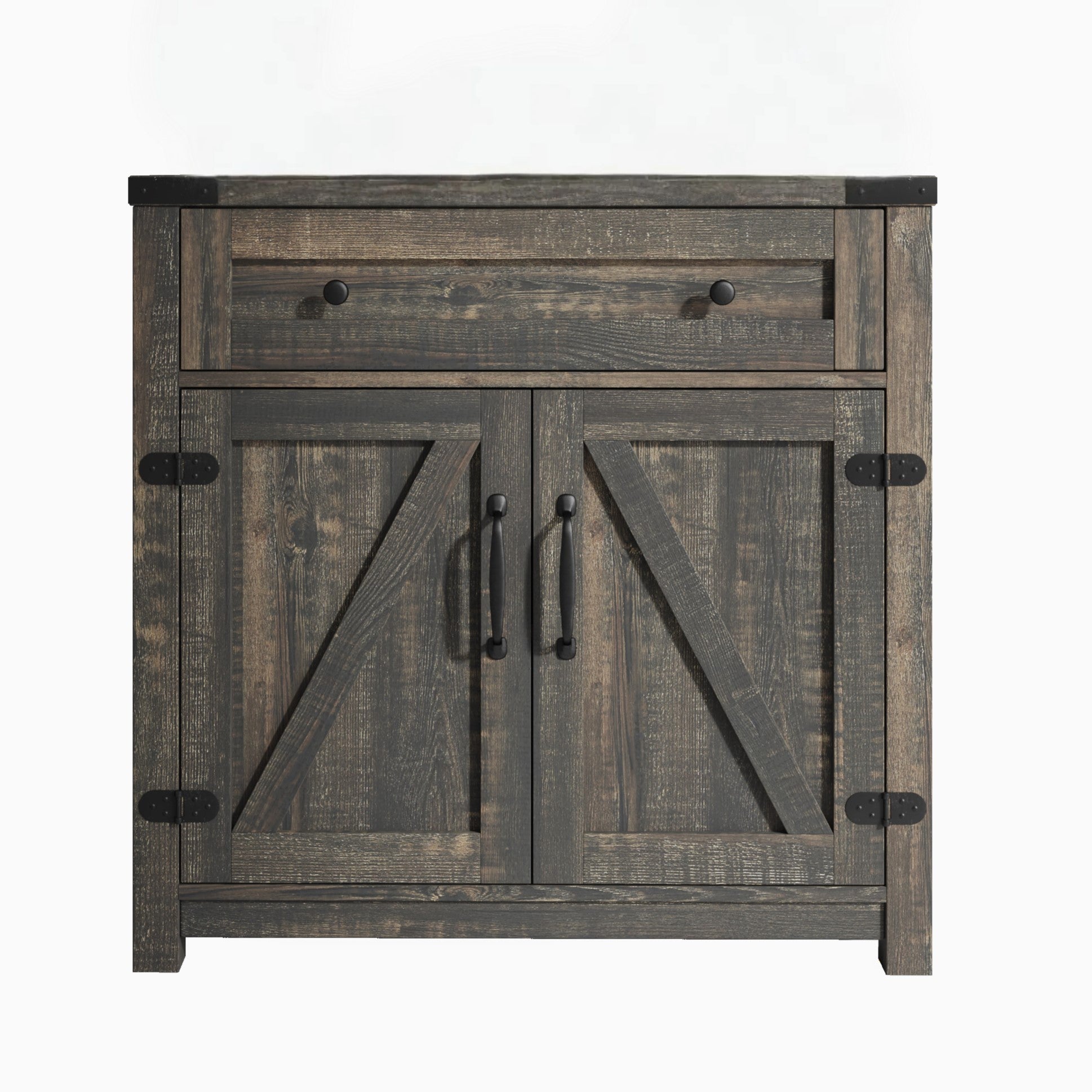 32" Light Brown Wood Accent Cabinet - 2 Doors, 1 Drawer Storage Chest – Duvencioglu