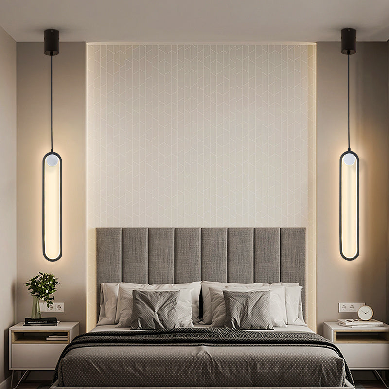 Nordic Oval LED Bedside Chandelier – Aluminum-Alloy Pendant – Duvencioglu