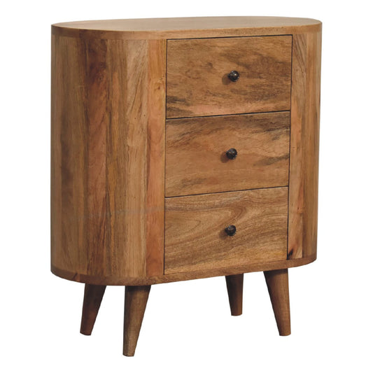 26" Oak Solid Wood Accent Cabinet - 3 Drawer Storage Chest – Duvencioglu