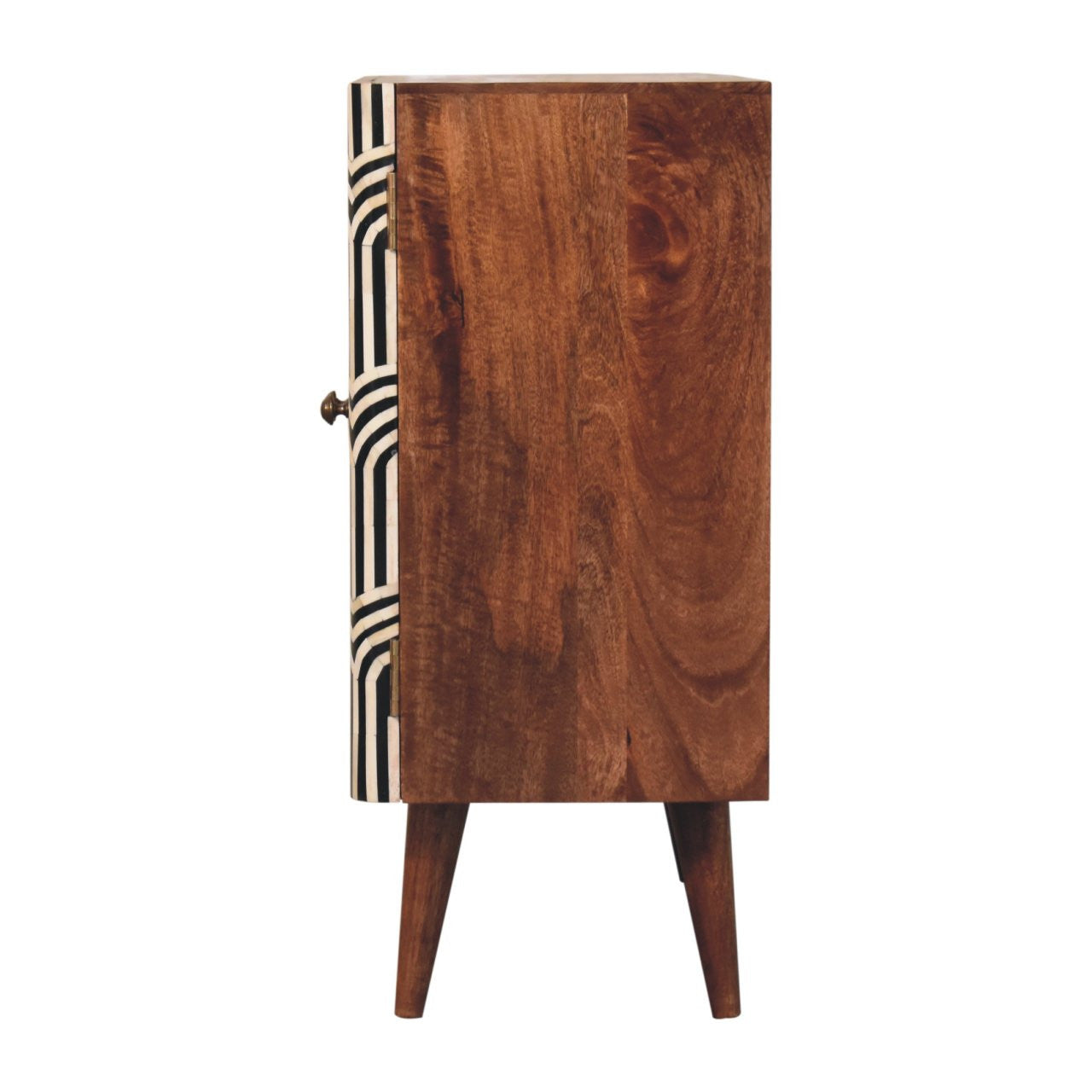 32" Solid Wood Accent Cabinet - Textured Doors, Brown, Black & White Finish – Duvencioglu