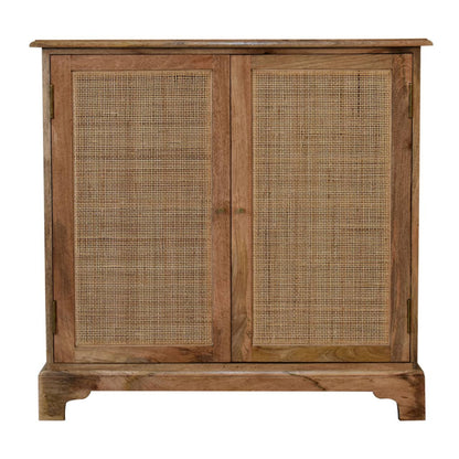 34" Brown Solid Wood Accent Cabinet - Textured 2-Door Storage Chest – Duvencioglu