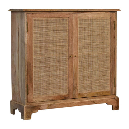 34" Brown Solid Wood Accent Cabinet - Textured 2-Door Storage Chest – Duvencioglu