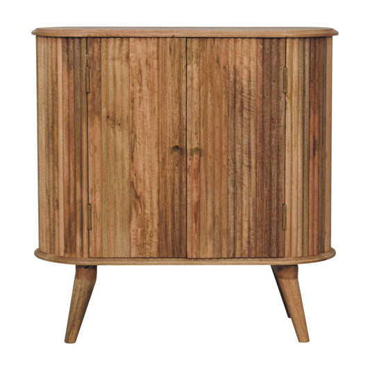 32" Brown Solid Wood Accent Cabinet - Textured 2-Door Storage Chest – Duvencioglu