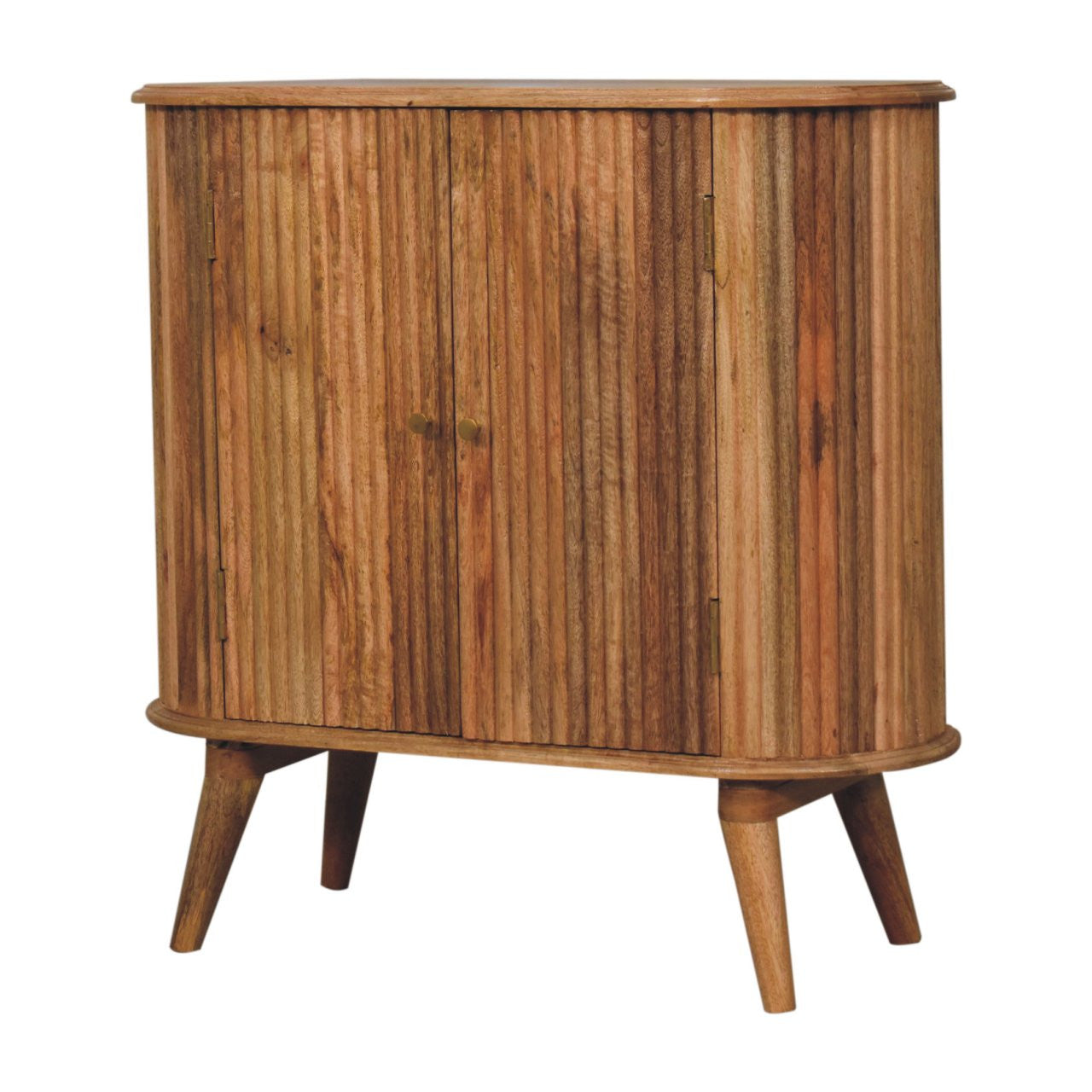 32" Brown Solid Wood Accent Cabinet - Textured 2-Door Storage Chest – Duvencioglu