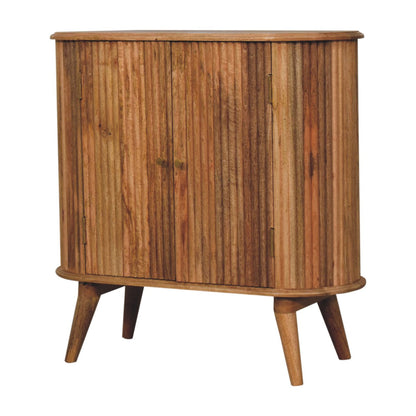 32" Brown Solid Wood Accent Cabinet - Textured 2-Door Storage Chest – Duvencioglu