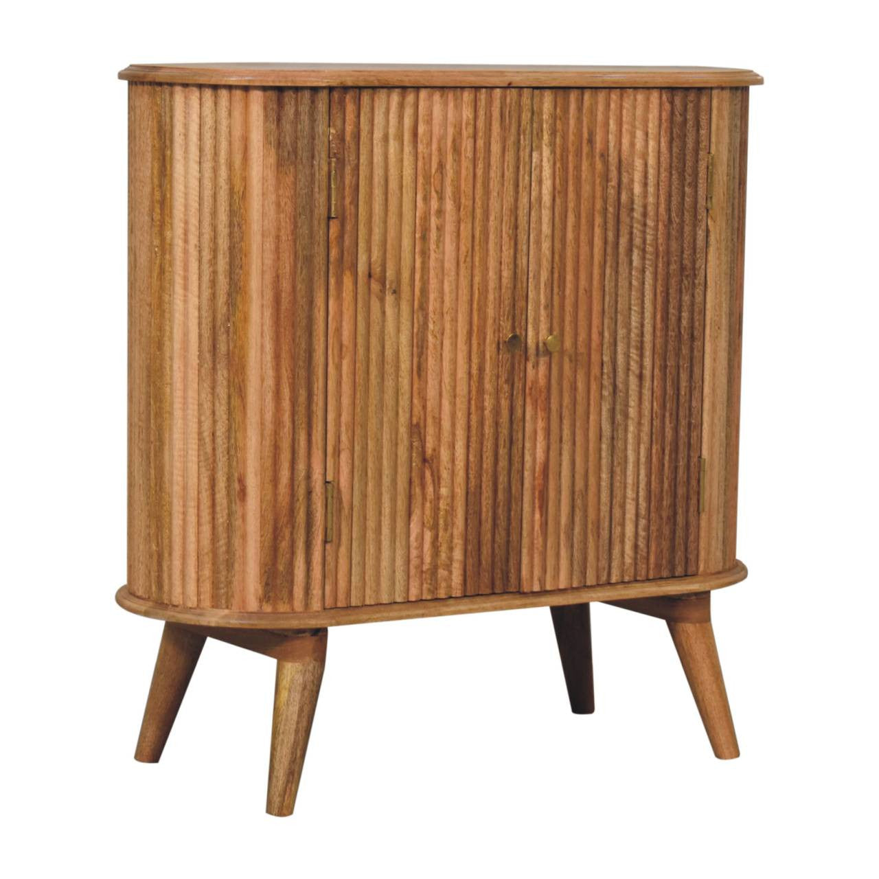 32" Brown Solid Wood Accent Cabinet - Textured 2-Door Storage Chest – Duvencioglu