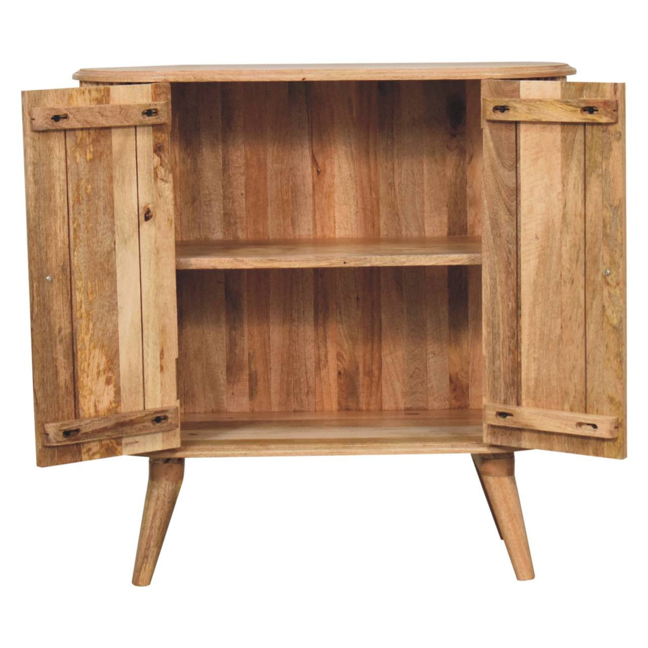 32" Brown Solid Wood Accent Cabinet - Textured 2-Door Storage Chest – Duvencioglu