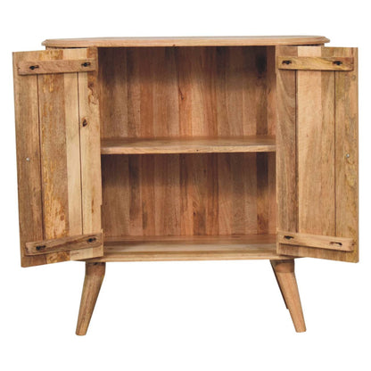 32" Brown Solid Wood Accent Cabinet - Textured 2-Door Storage Chest – Duvencioglu