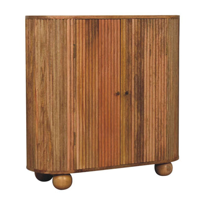 35" Brown Solid Wood Accent Cabinet - Textured 2-Door Storage Chest – Duvencioglu