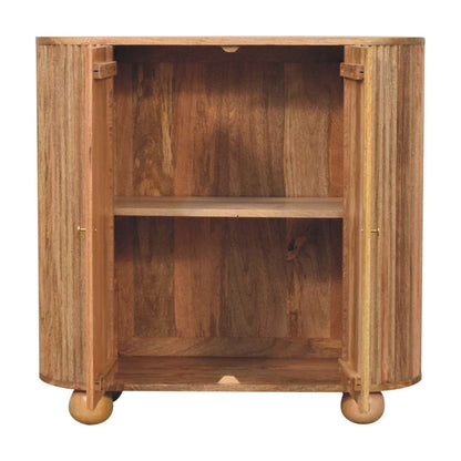 35" Brown Solid Wood Accent Cabinet - Textured 2-Door Storage Chest – Duvencioglu