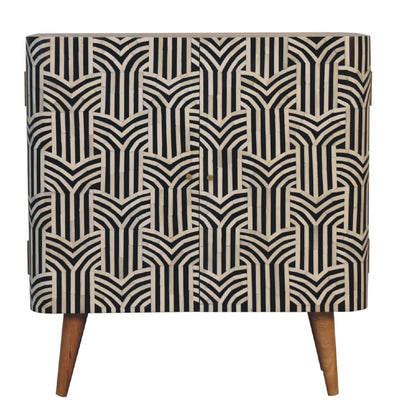 32" Solid Wood Accent Cabinet - Textured Doors, Brown, Black & White Finish – Duvencioglu