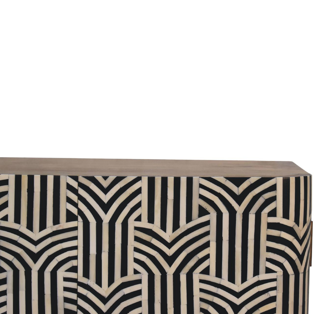 32" Solid Wood Accent Cabinet - Textured Doors, Brown, Black & White Finish – Duvencioglu