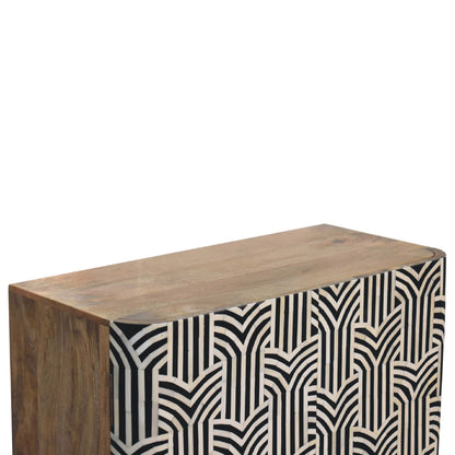 32" Solid Wood Accent Cabinet - Textured Doors, Brown, Black & White Finish – Duvencioglu
