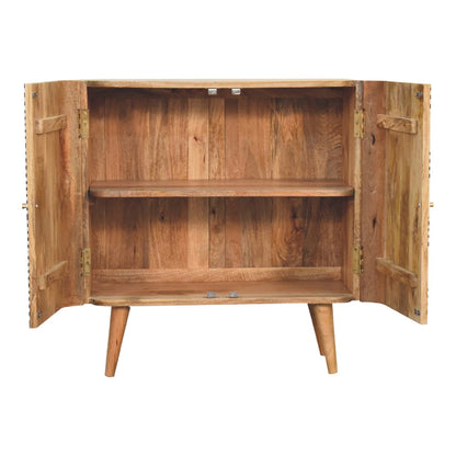 32" Solid Wood Accent Cabinet - Textured Doors, Brown, Black & White Finish – Duvencioglu