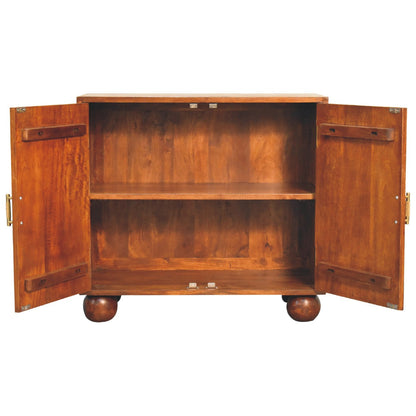 27" Chestnut Solid Wood Accent Cabinet - Textured 2-Door Storage – Duvencioglu