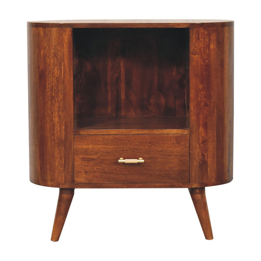 30" Chestnut Solid Wood Accent Cabinet - Single Drawer Storage Chest – Duvencioglu