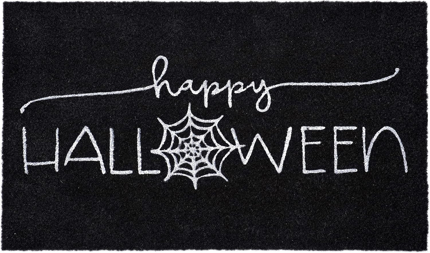 "Happy Halloween" Outdoor Coir Door Mat - Black & White, 17" x 29" – Duvencioglu