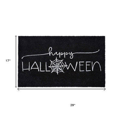 "Happy Halloween" Outdoor Coir Door Mat - Black & White, 17" x 29" – Duvencioglu