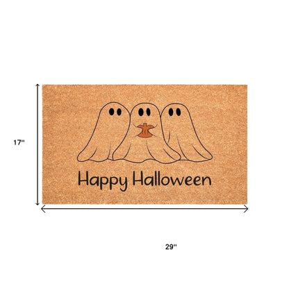 Happy Halloween" Outdoor Coir Door Mat - Black & Natural, 17" x 29" – Duvencioglu