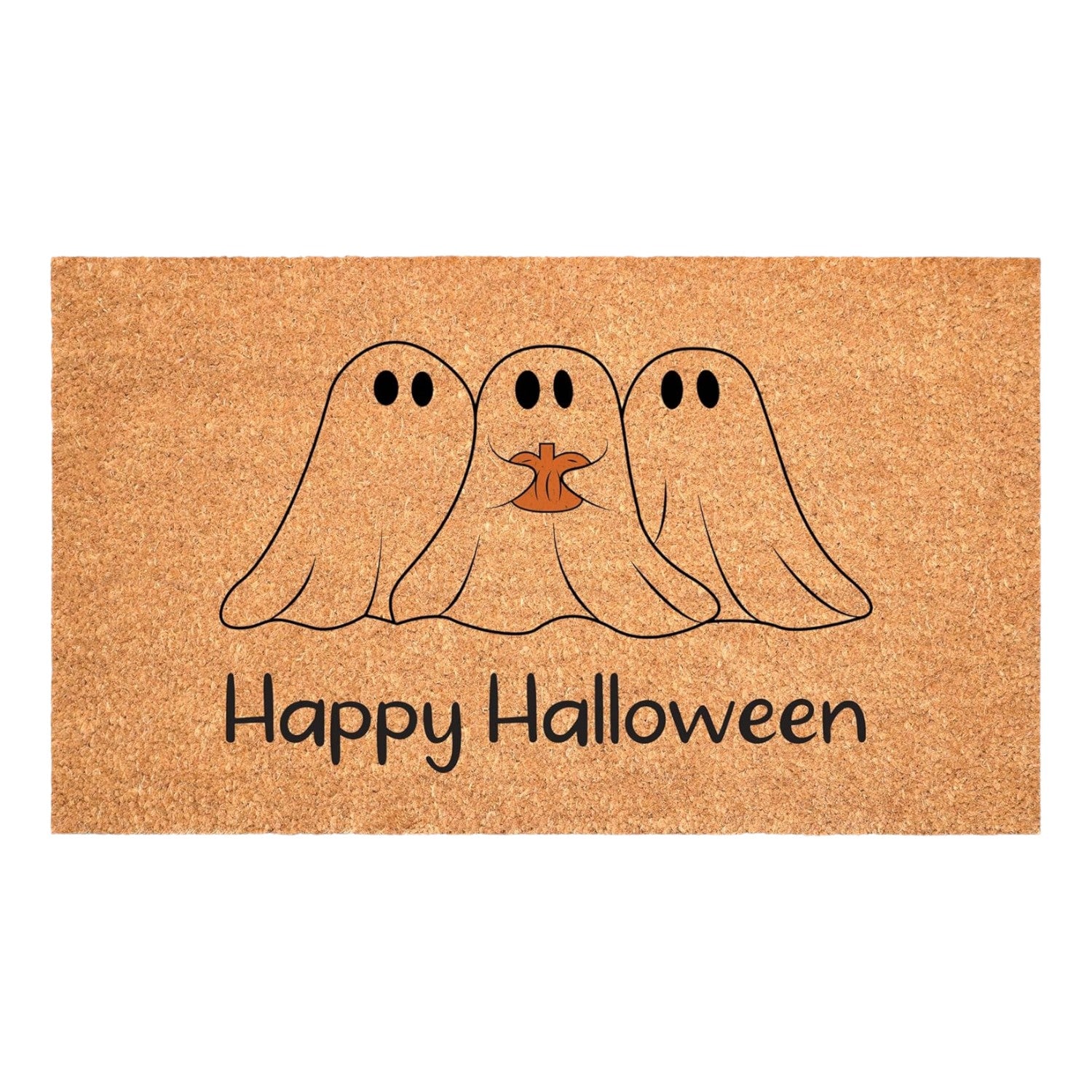 Happy Halloween" Outdoor Coir Door Mat - Black & Natural, 17" x 29" – Duvencioglu