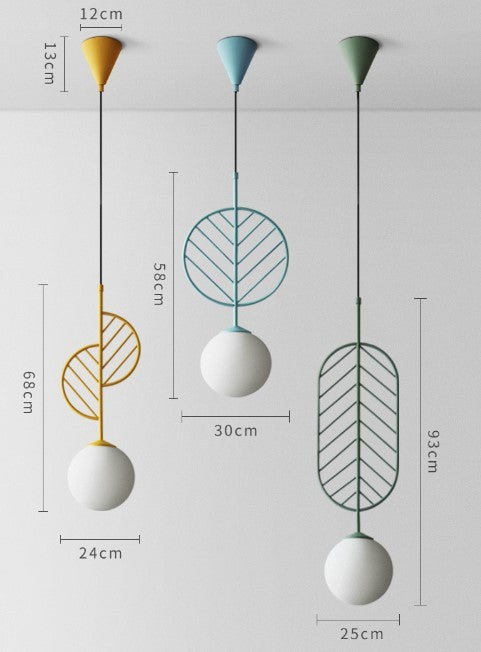 Nordic Macaron Leaf LED Chandelier – Half-Moon & Circular Pendant – Duvencioglu