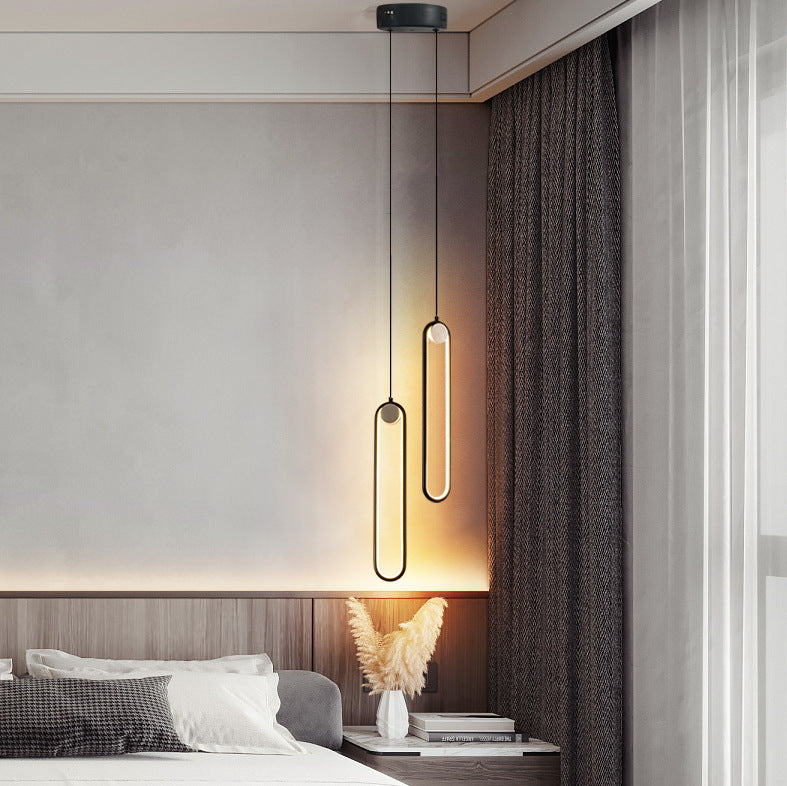 Nordic Oval LED Bedside Chandelier – Aluminum-Alloy Pendant – Duvencioglu